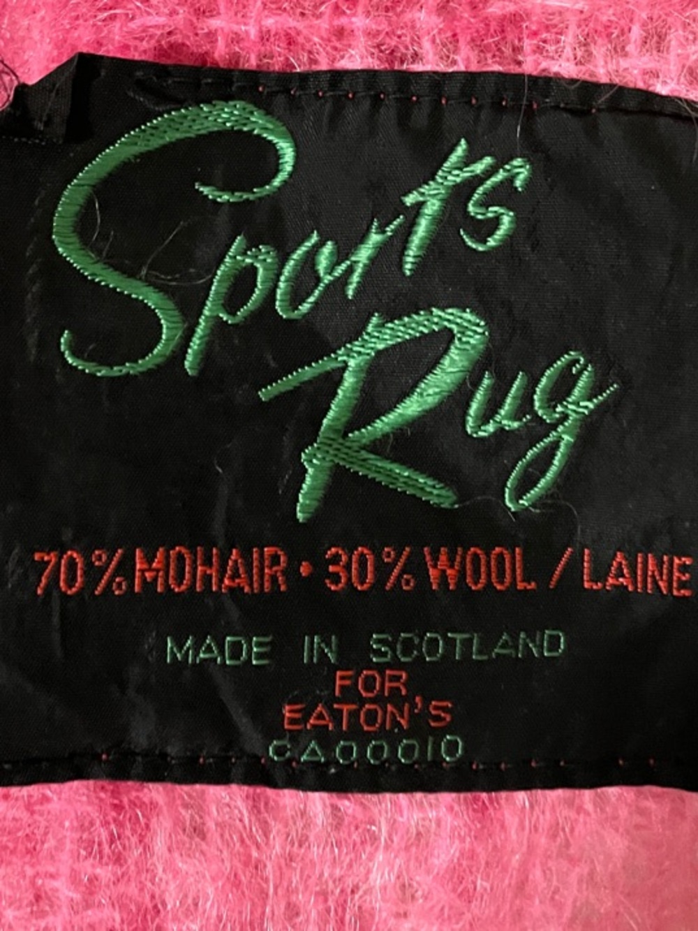 Vintage Sports Rug Pink Plaid Mohair/Wool Blend Throw